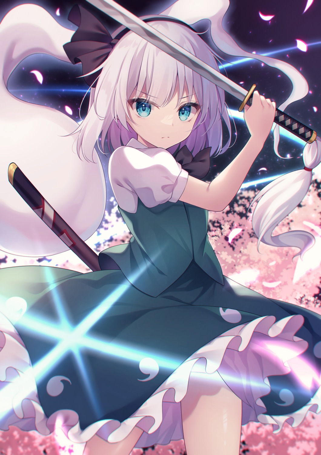 konpaku_youmu, miy@, myon, skirt_lift, sword, touhou