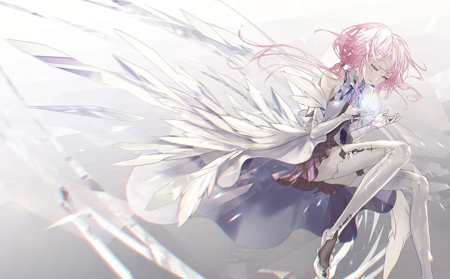egoist, guilty_crown, redjuice, skirt_lift, thighhighs, wings, yuzuriha_inori