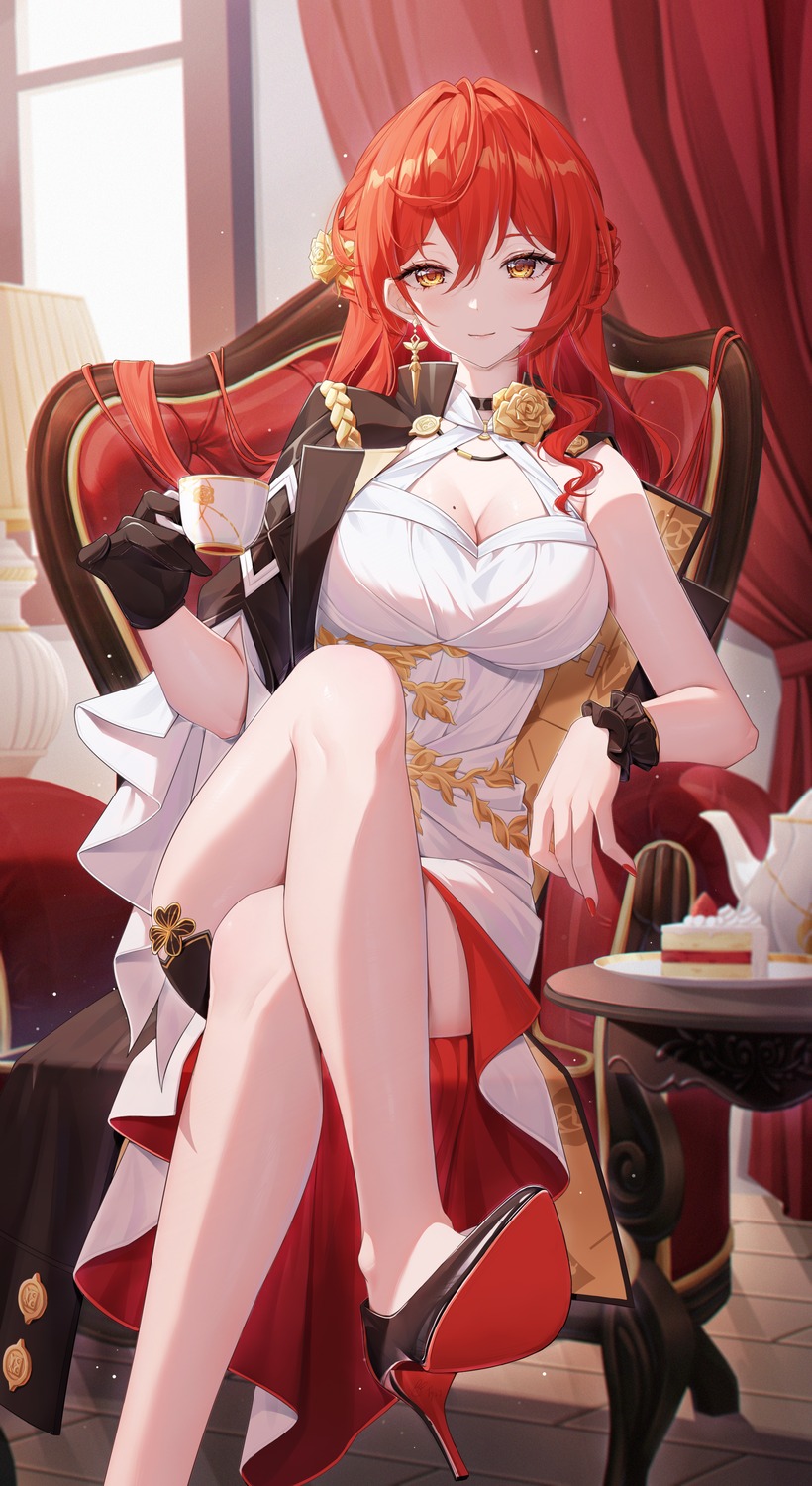 cleavage, dress, heels, himeko, honkai:_star_rail, tujiu_sama