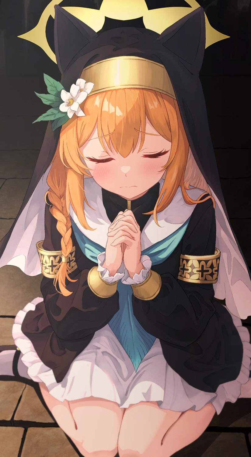 animal_ears, blue_archive, halo, iochi_mari, nekomimi, nun, selerio3