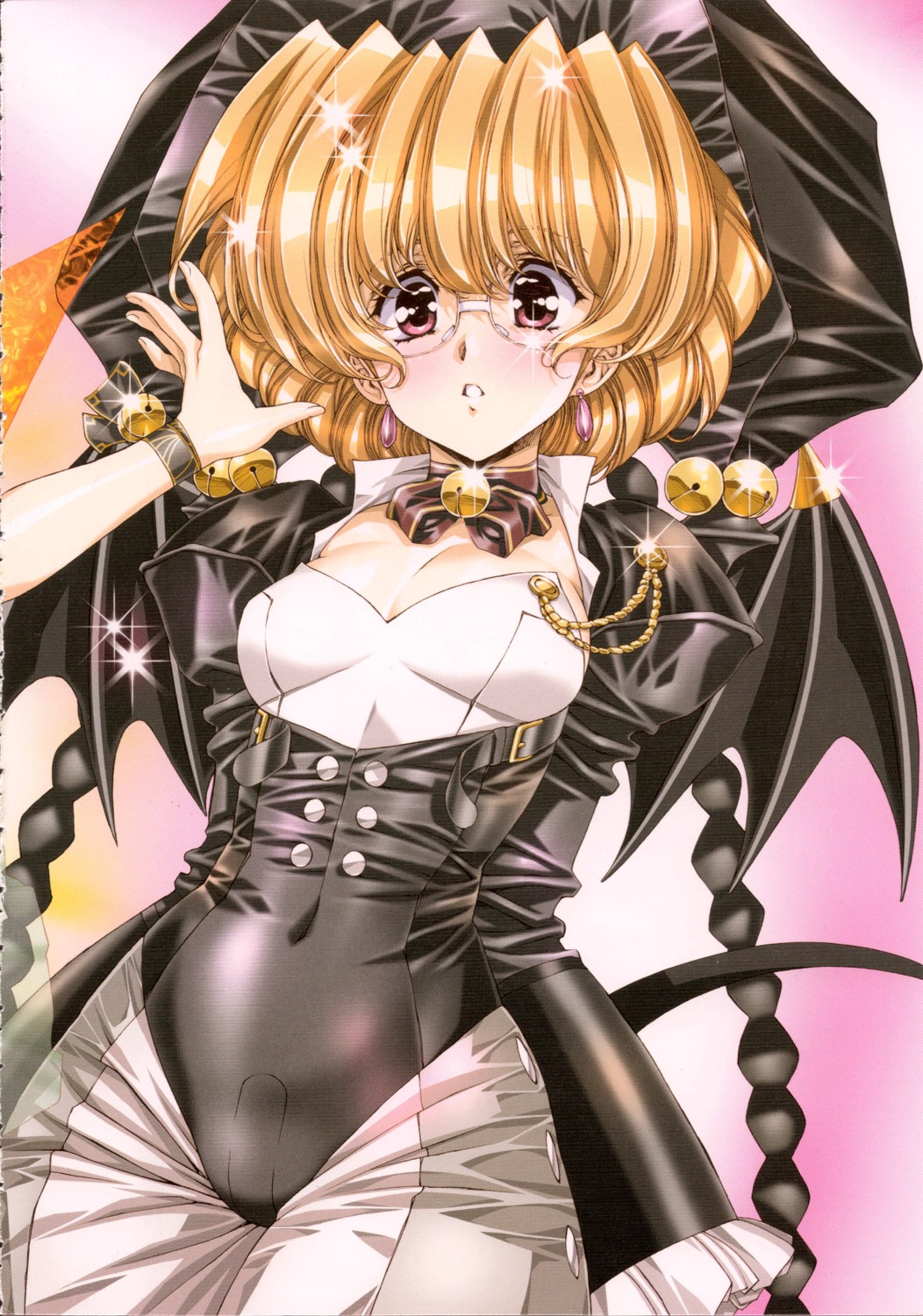 cleavage, devil, fanille, growlanser, growlanser_v, leotard, megane, tail, urushihara_satoshi, wings