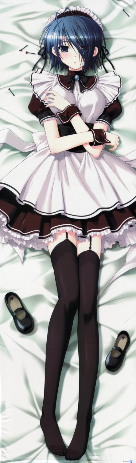 dakimakura, higa_yukari, kirishima_sakura, maid, sakura_sakura, stockings, thighhighs