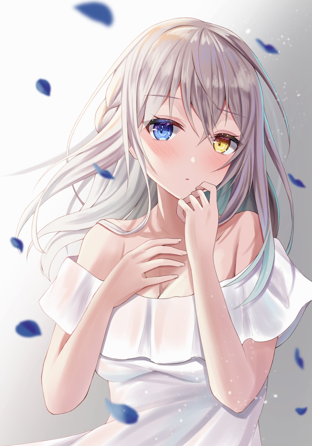 dress, heterochromia, hutaba_miyagi, no_bra, see_through