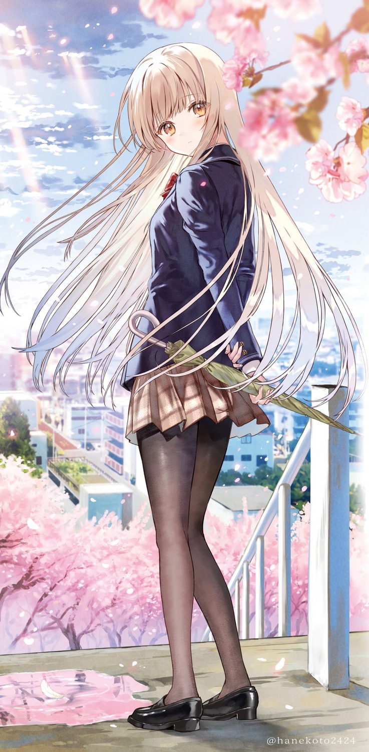 hanekoto, otonari_no_tenshi-sama_ni_itsunomanika_dame_ningen_ni_sareteita_ken, pantyhose, seifuku, shiina_mahiru, umbrella