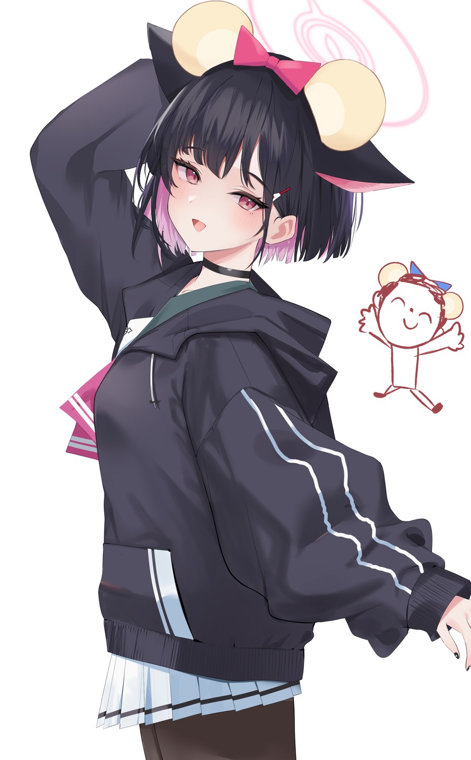animal_ears, blue_archive, halo, kyouyama_kazusa, nekomimi, pantyhose, seifuku, xochi_(nueeen6978)