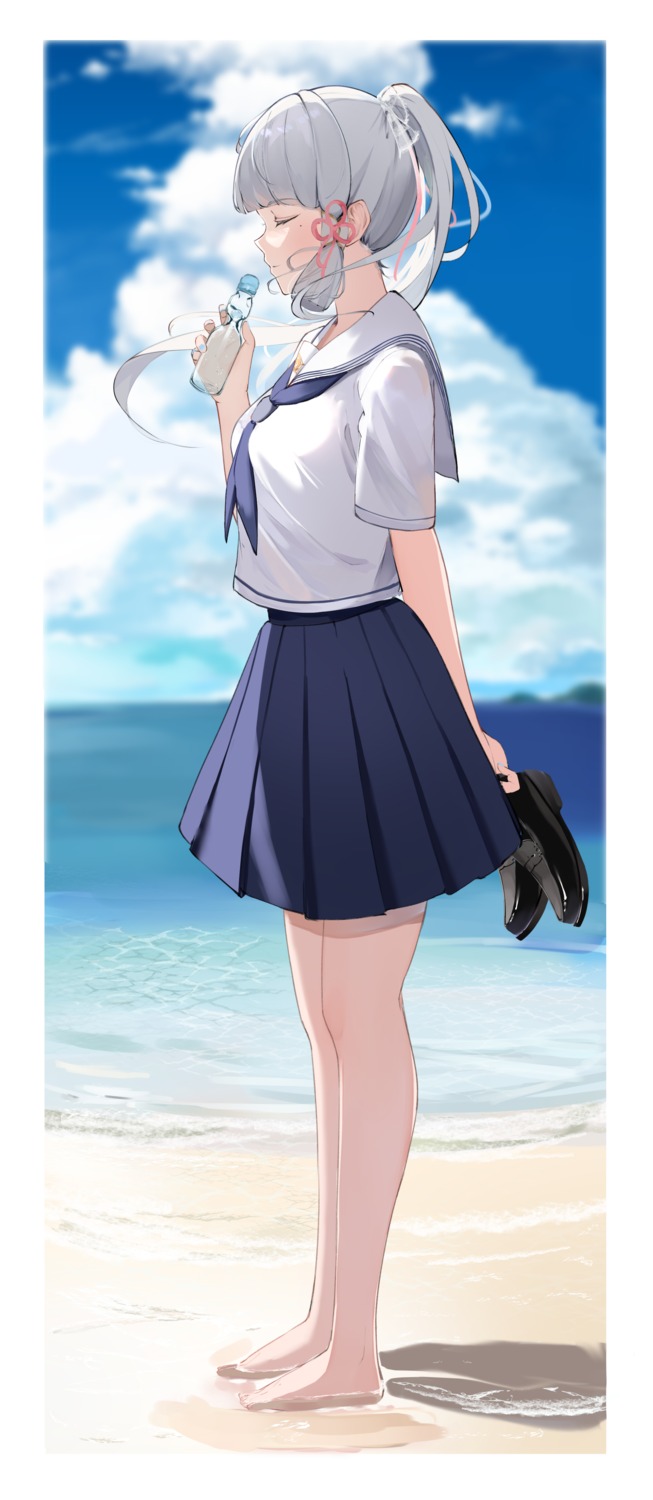 genshin_impact, kamisato_ayaka, kirishe1101, seifuku, wet