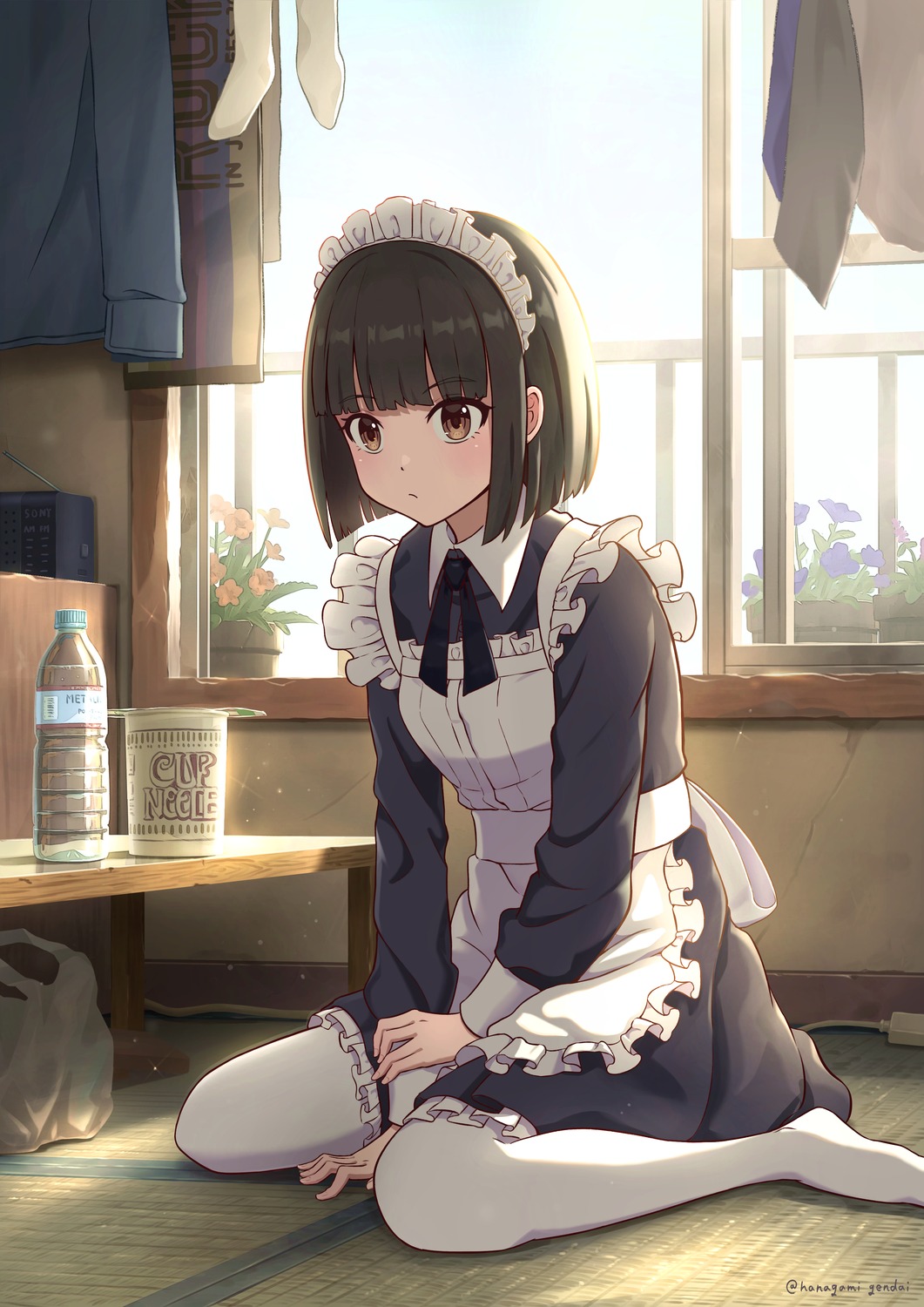hanagamigendai, maid, pantyhose