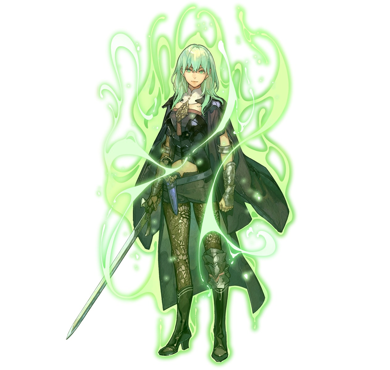 armor, byleth_(fire_emblem), fire_emblem, fire_emblem_three_houses, heels, hidari, nintendo, pantyhose