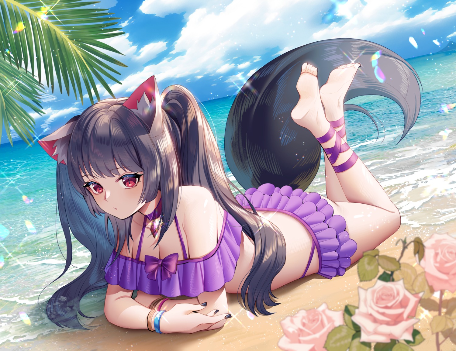 animal_ears, bikini, menna_(0012), swimsuits, tail