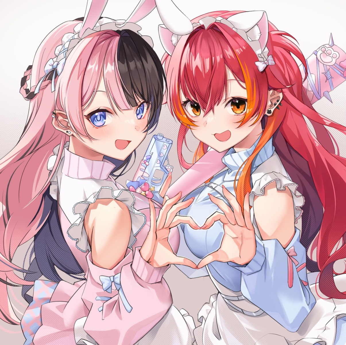 animal_ears, bunny_ears, gun, iris_black_games, nekomimi, nekota_tsuna, ruo, sweater