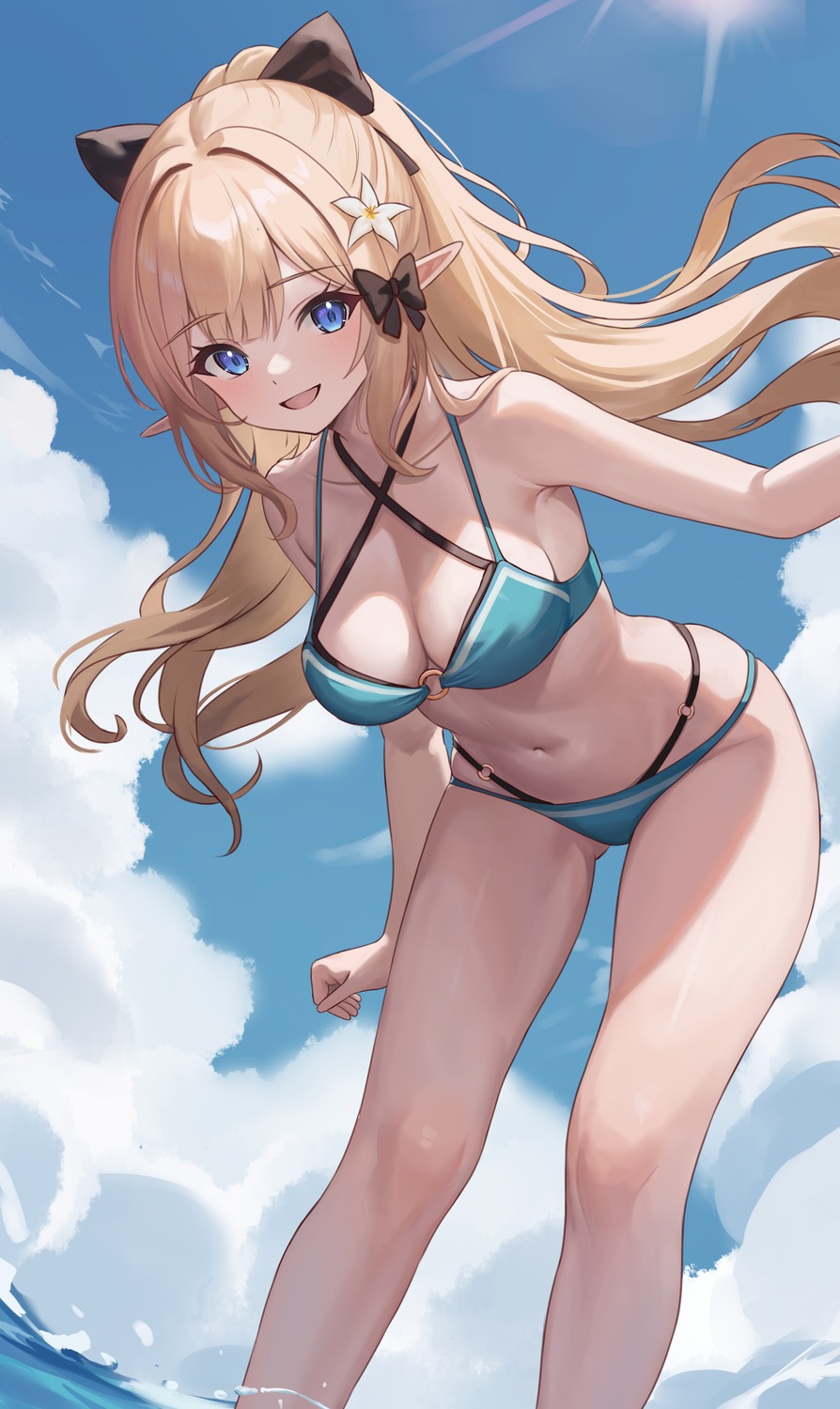 bikini, fanteam, pointy_ears, princess_connect!, princess_connect!_re:dive, sasaki_saren, swimsuits