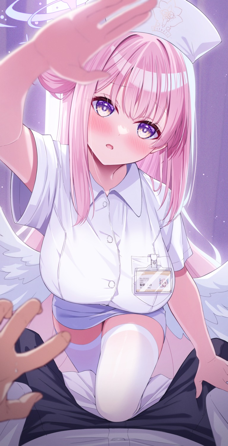 angel, blue_archive, fukemachi, misono_mika, nurse, thighhighs, wings