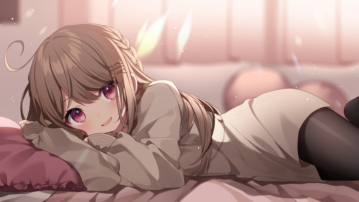 dress, hazakura_chikori, pantyhose, sweater, wallpaper