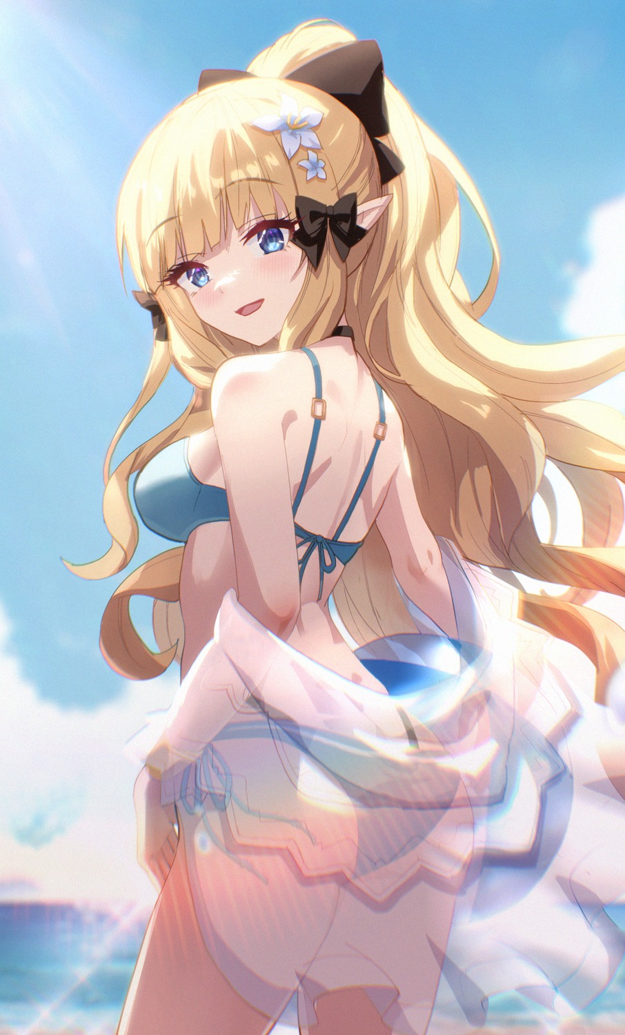 ass, bikini, okg, pointy_ears, princess_connect!, princess_connect!_re:dive, sasaki_saren, see_through, swimsuits