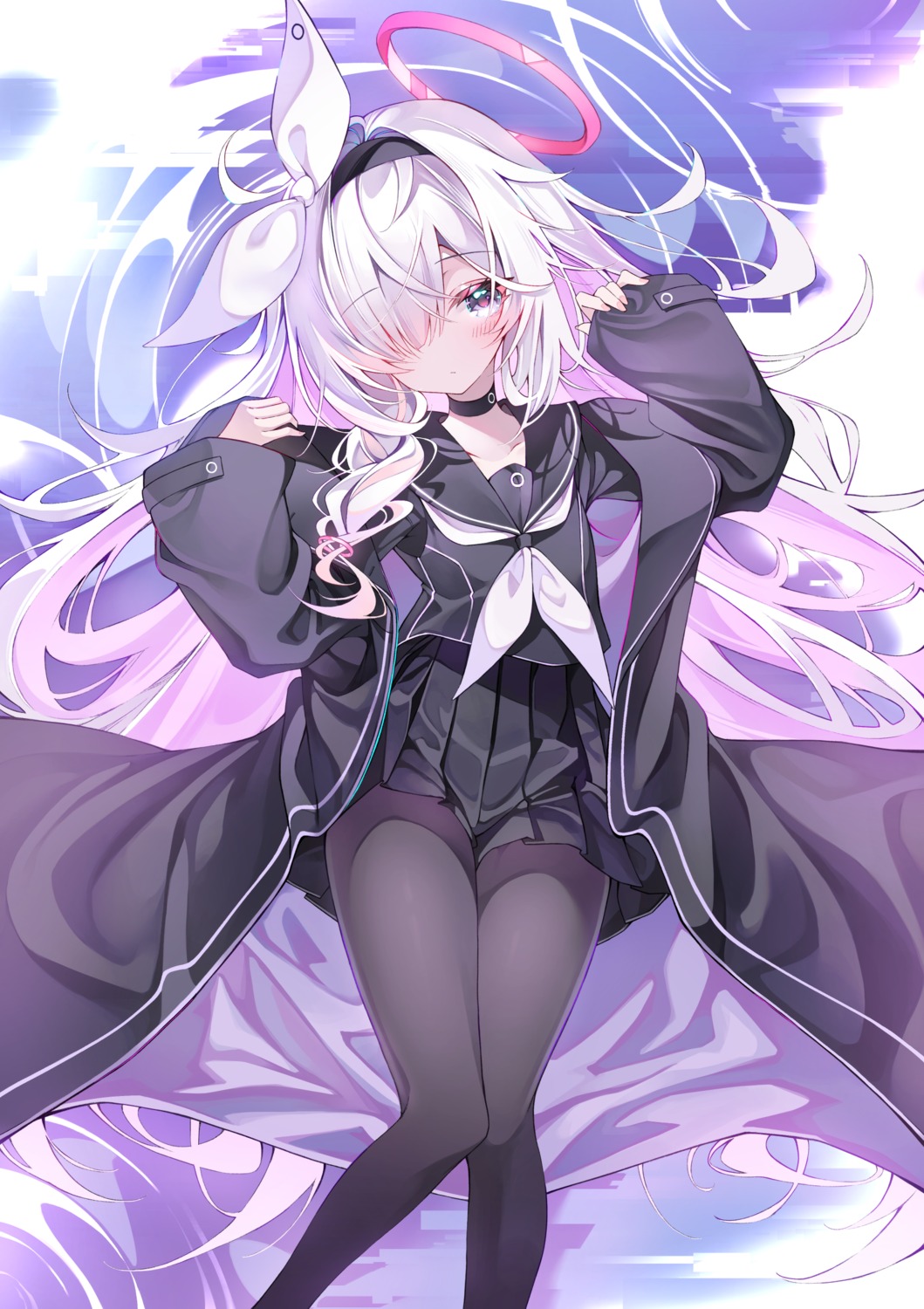 arona_(blue_archive), blue_archive, halo, pantyhose, plana_(blue_archive), seifuku, verslll