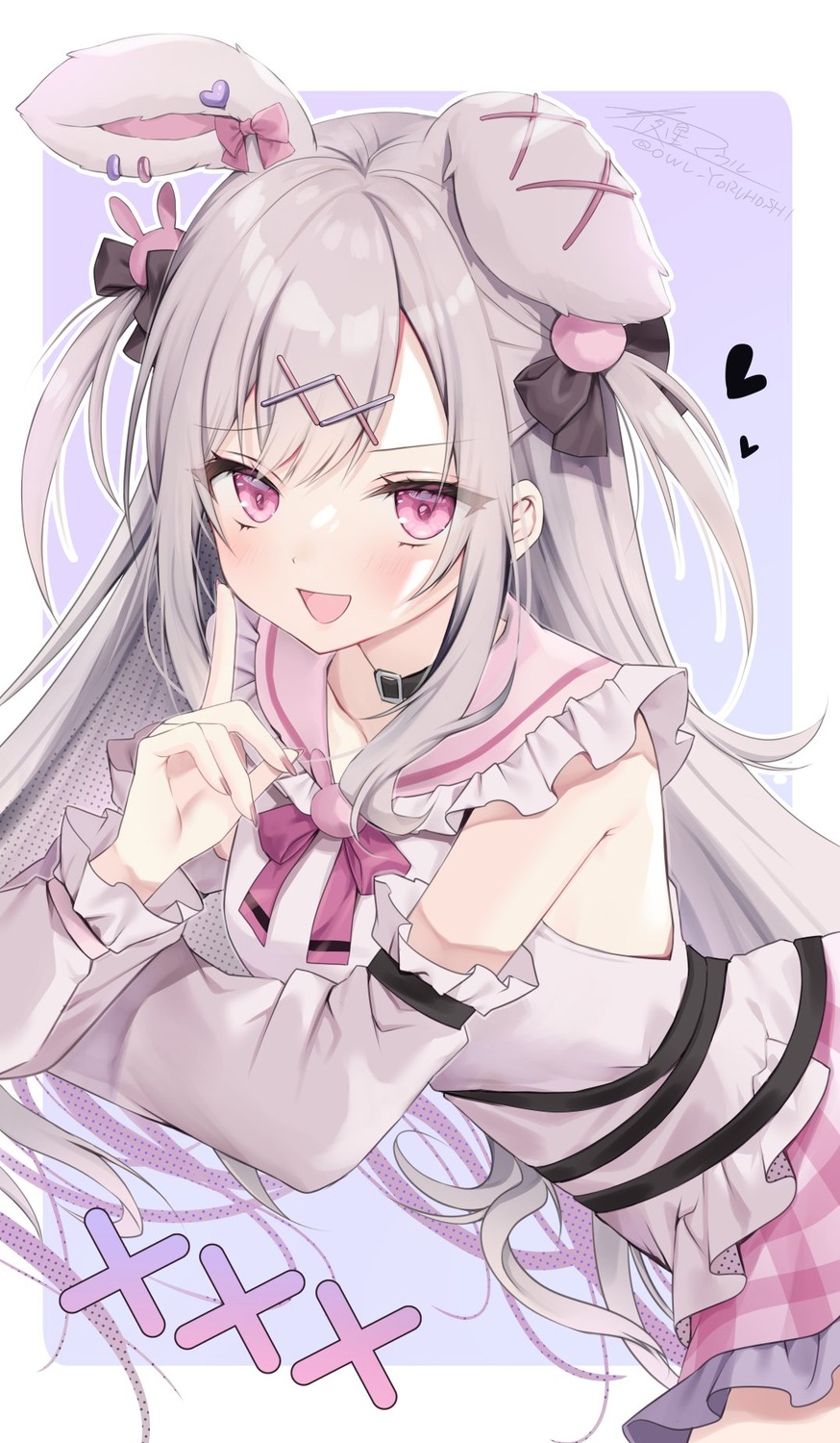 animal_ears, bunny_ears, indie_virtual_youtuber, seifuku, usatama_amyu, yoruhoshi_owl