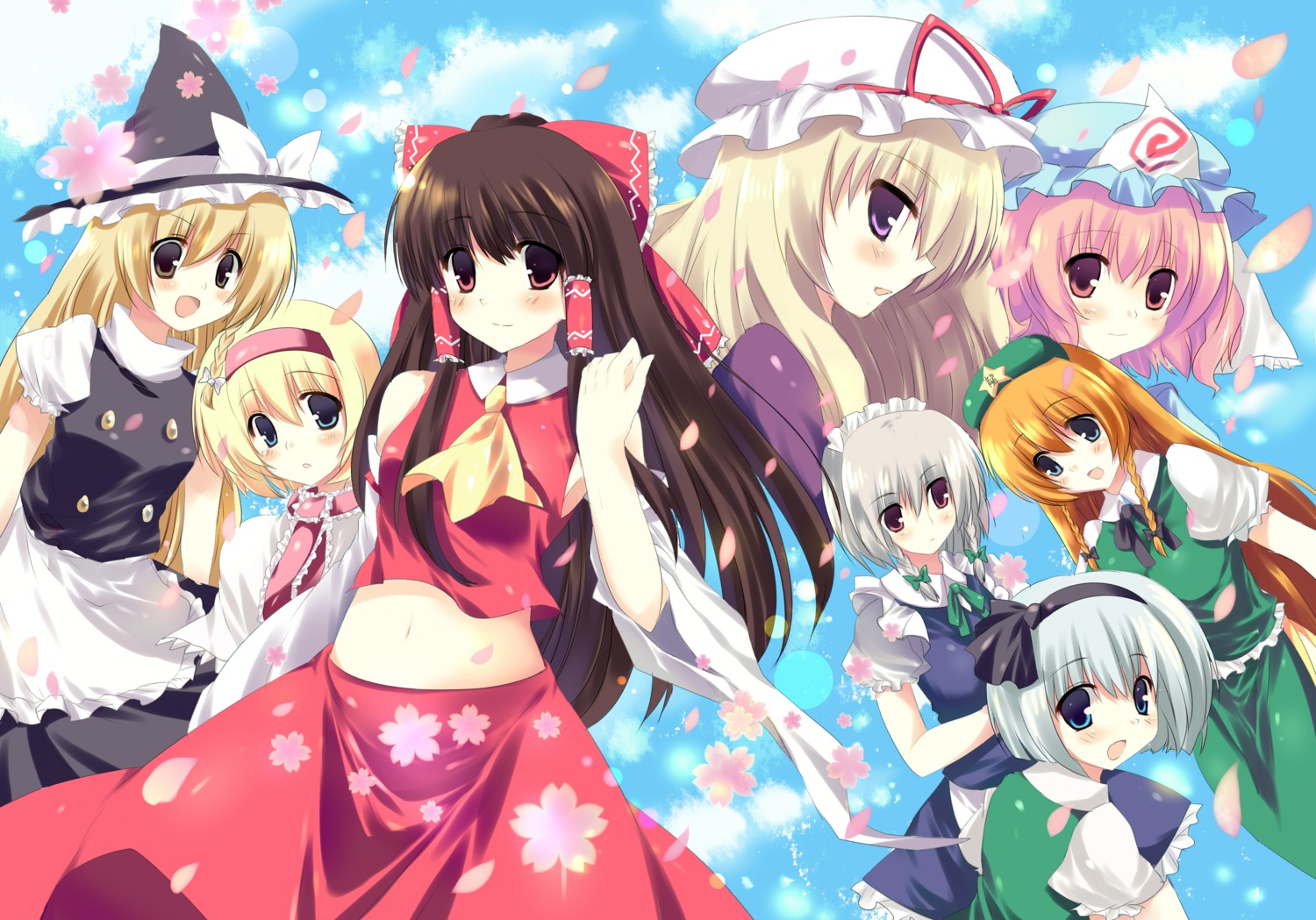 alice_margatroid, hakurei_reimu, hong_meiling, izayoi_sakuya, kinoko, kirisame_marisa, konpaku_youmu, saigyouji_yuyuko