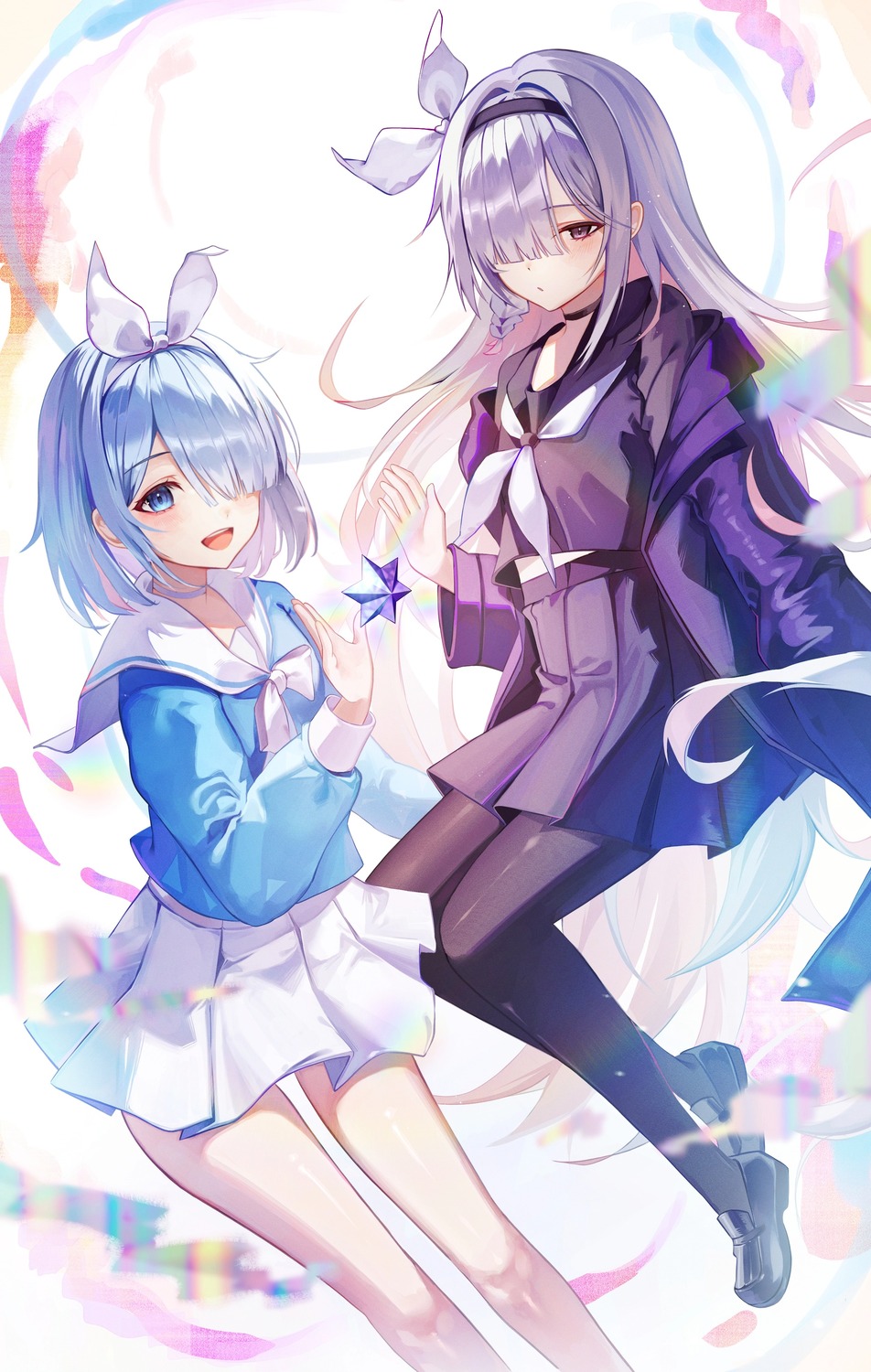 arona_(blue_archive), blue_archive, jaduade, pantyhose, plana_(blue_archive), seifuku
