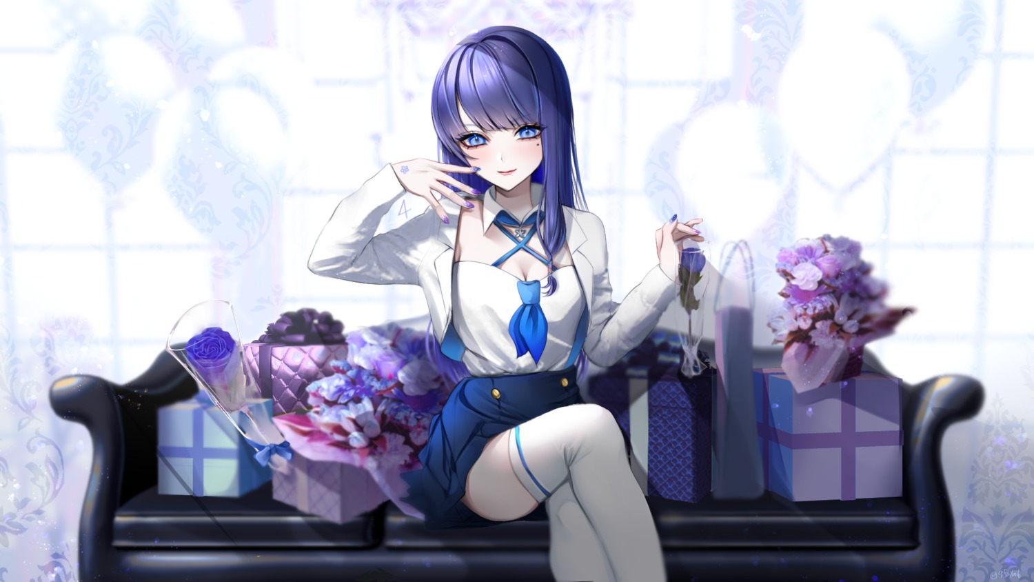 aoi_ch., cleavage, fayutea, fuji_aoi, thighhighs, wallpaper