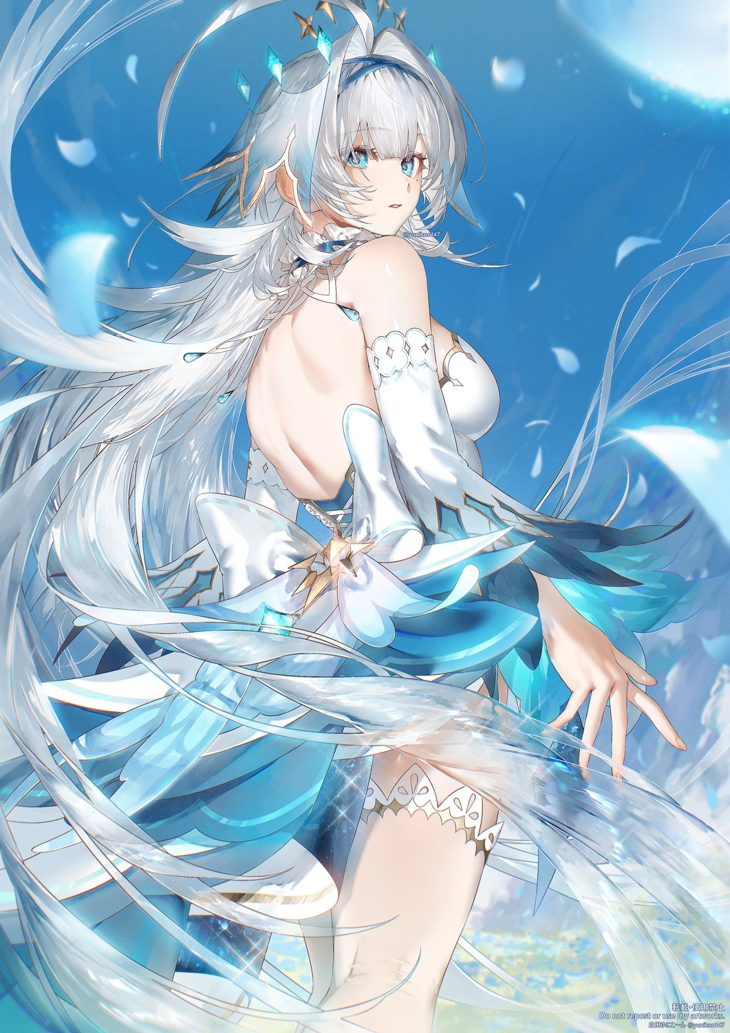 dress, no_bra, thighhighs, yunikon