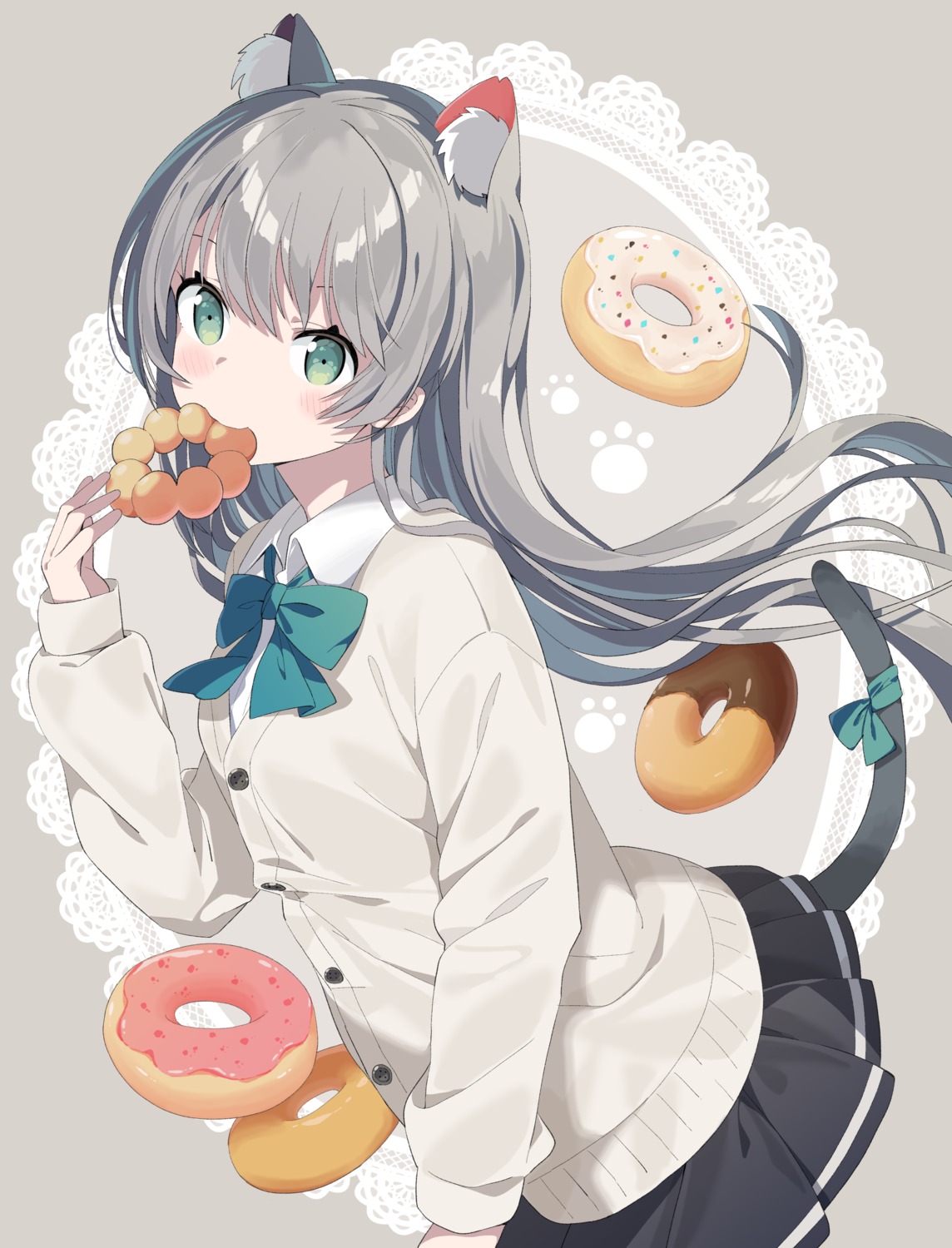 animal_ears, nekomimi, seifuku, sweater, tail, tantan_men_(dragon)