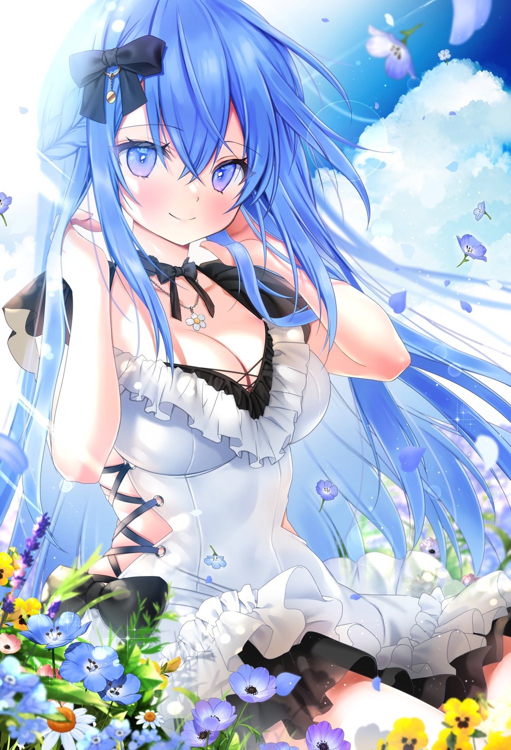 dress, emori_miku, emori_miku_project, no_bra, summer_dress, yoruhoshi_owl