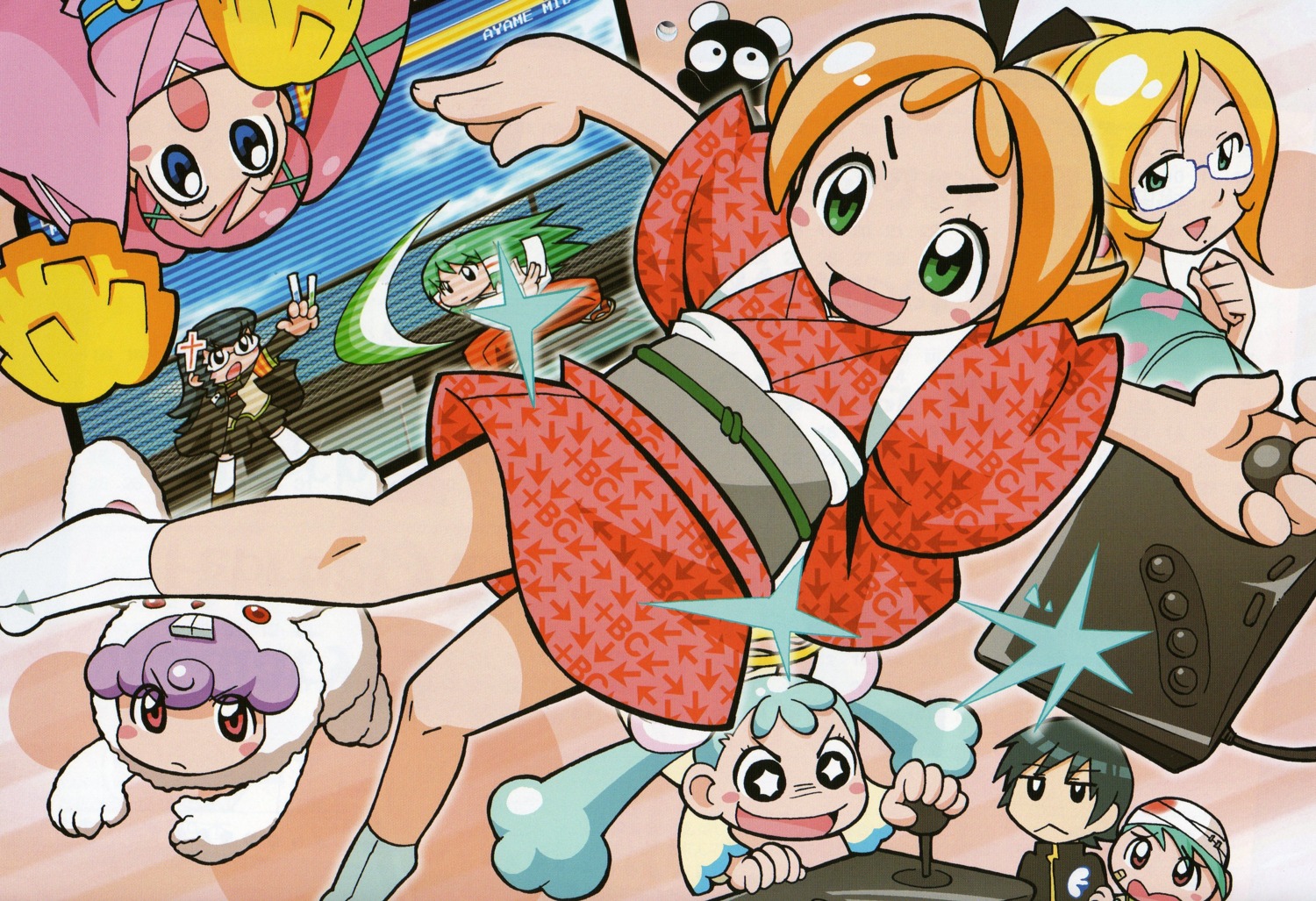 abe_maria, akai_maho, doki_doki_majo_shinpan, gyaku_panda, kimono, lulu_(doki_doki_majo_shinpan), megane, midoh_ayame