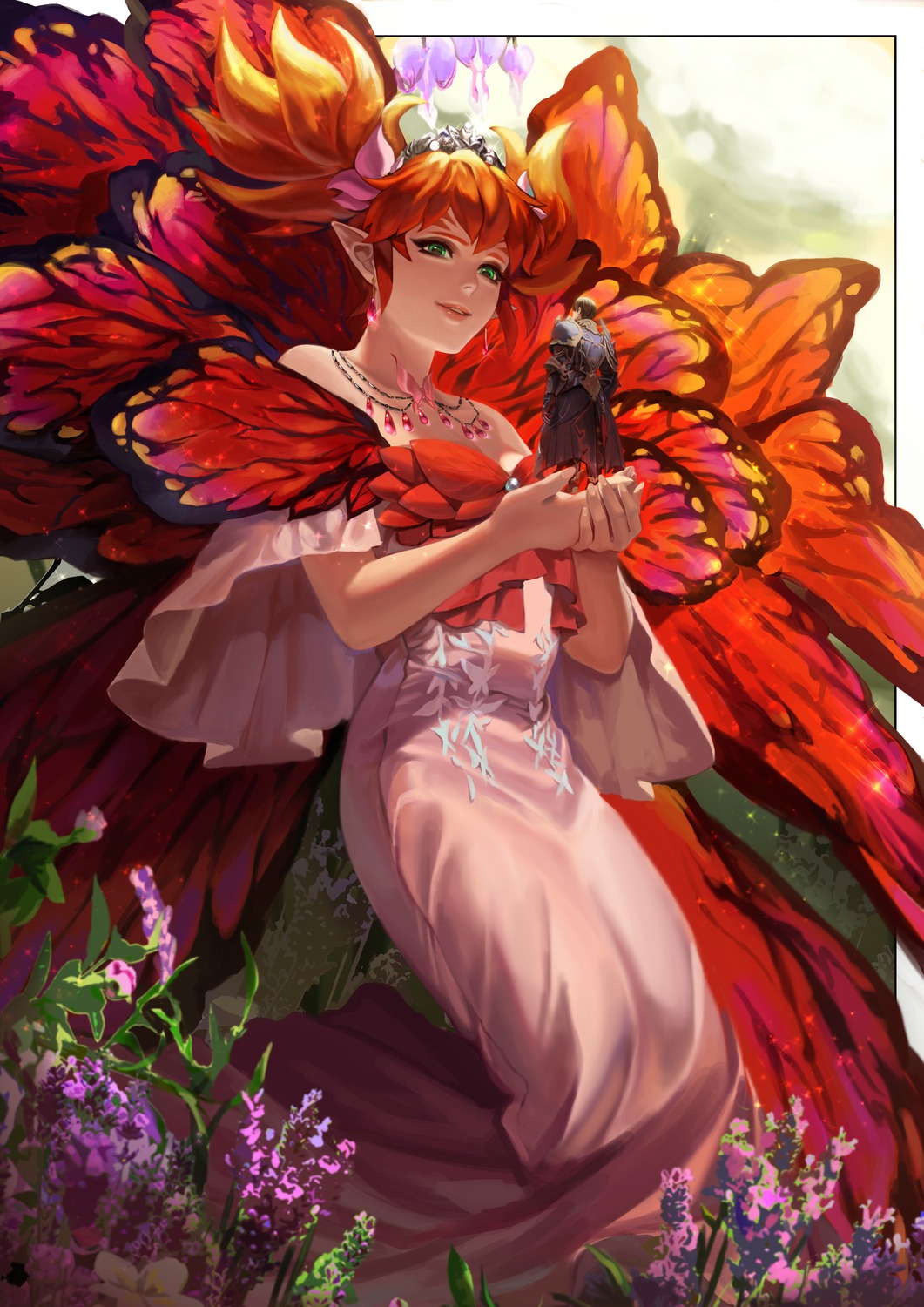 armor, dark_knight_(final_fantasy), dress, feo_ul, final_fantasy, final_fantasy_xiv, on_(pixiv_2941219), pointy_ears, wings