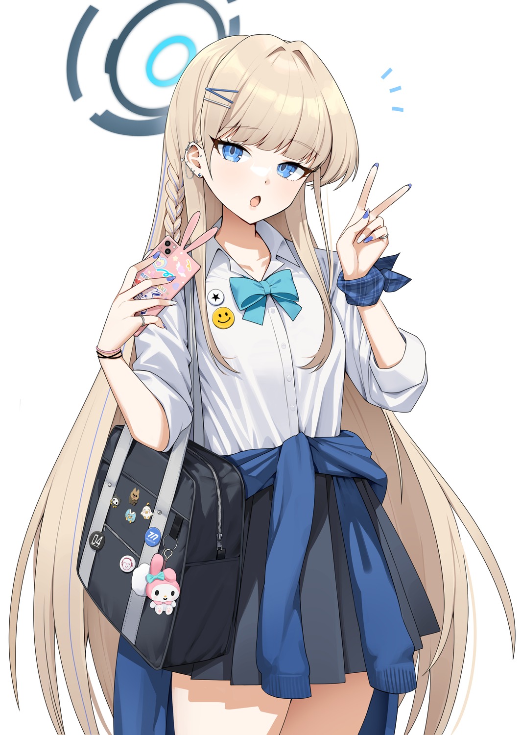 asuma_toki, blue_archive, halo, mashilemo, seifuku, sweater