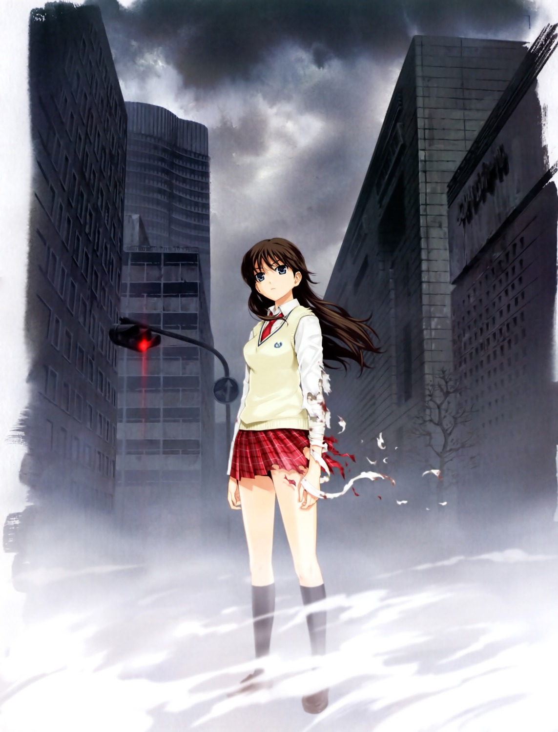 happoubi_jin, iseshima_aya, overfiltered, seifuku, sweater, torn_clothes, zettai_shougeki_platonic_heart