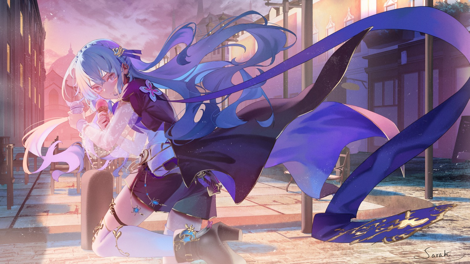 dress, garter, heels, saraki, thighhighs, wallpaper