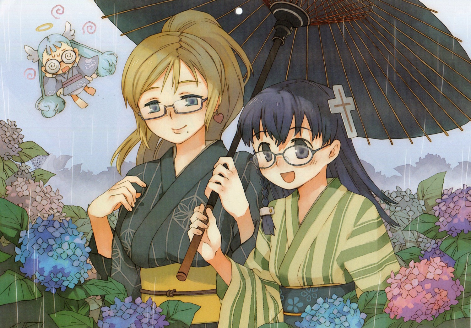 abe_maria, doki_doki_majo_shinpan, kimono, lulu_(doki_doki_majo_shinpan), megane, seiya_eve