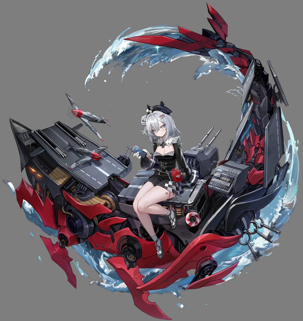 azur_lane, freng, garter, jade_(azur_lane), monster, tattoo, transparent_png, uniform