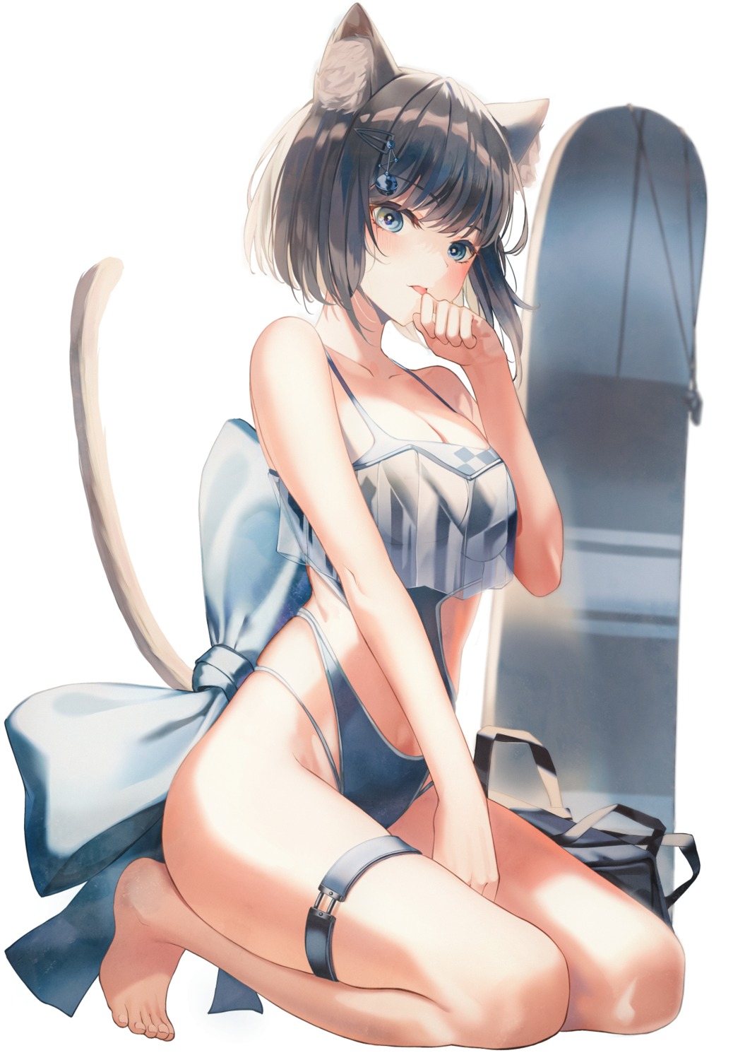 animal_ears, garter, nekomimi, ruda_(ruda_e), swimsuits, tail