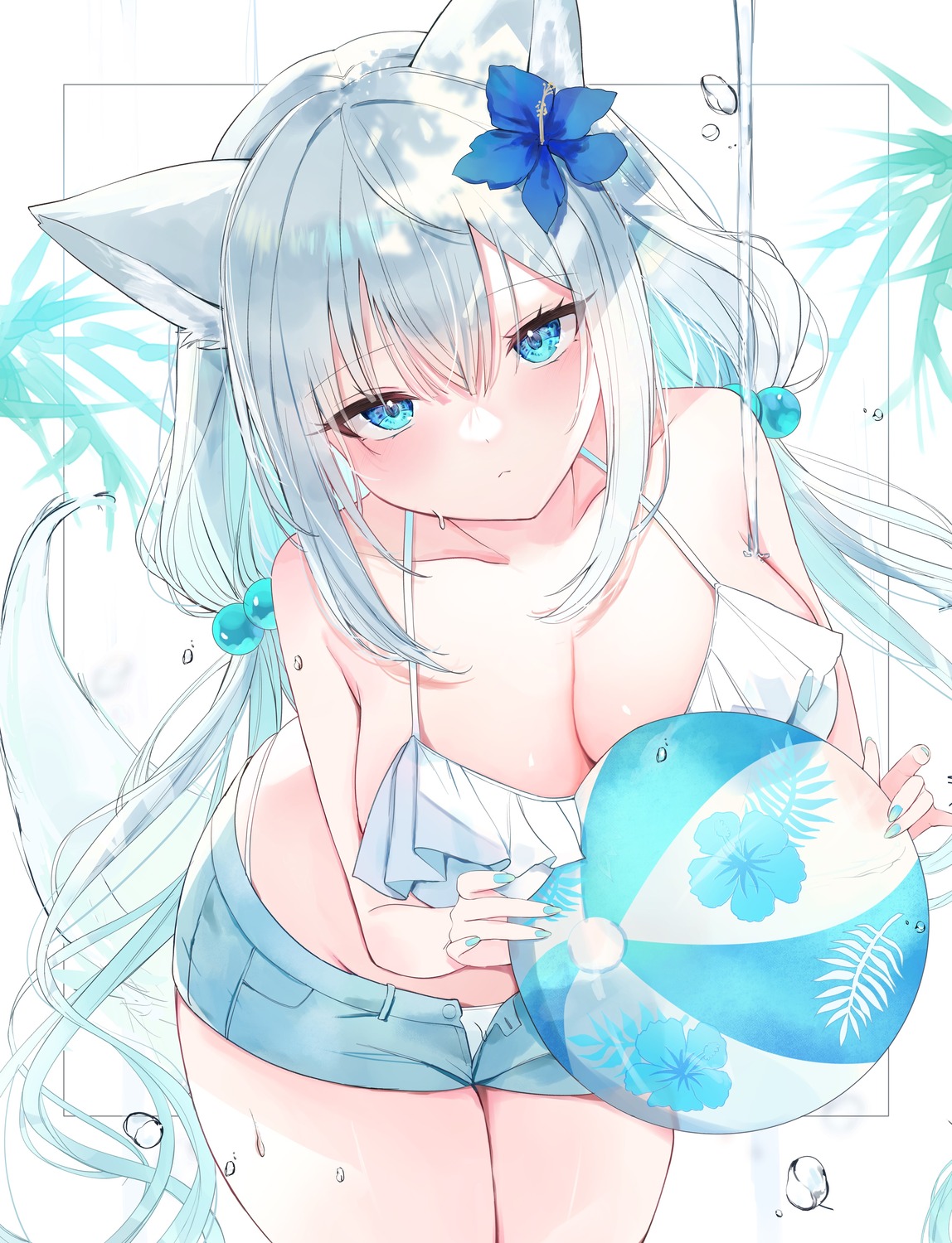 animal_ears, bikini, swimsuits, tail, tsuyuri_eri