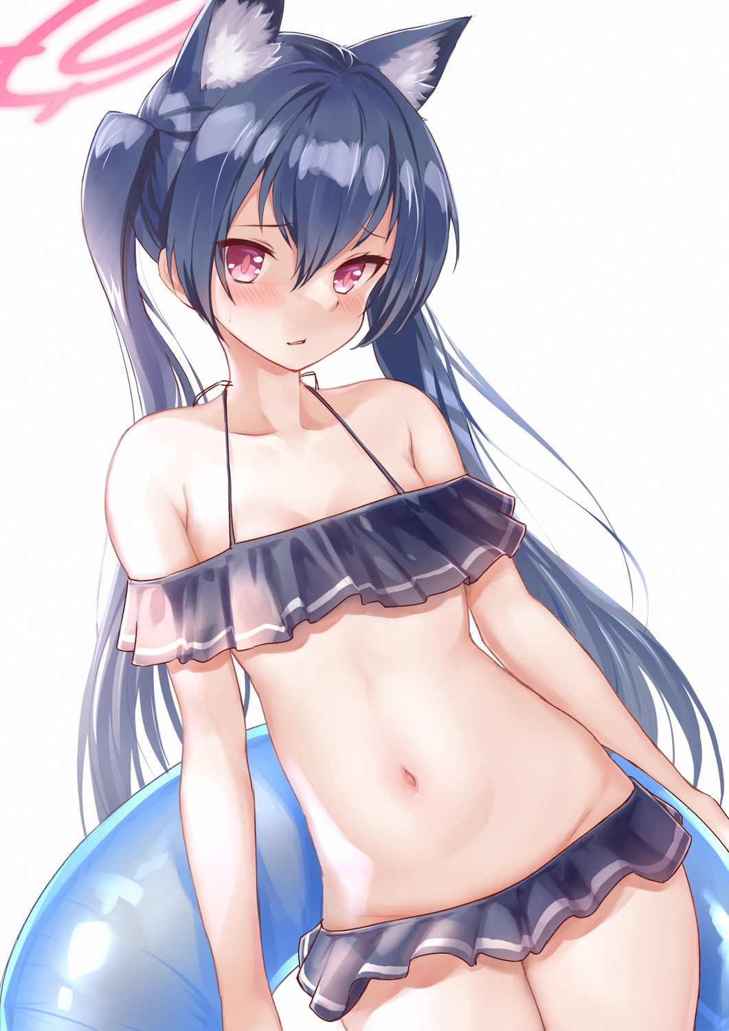 animal_ears, bikini, blue_archive, halo, kuromi_serika, nekomimi, sota, swimsuits