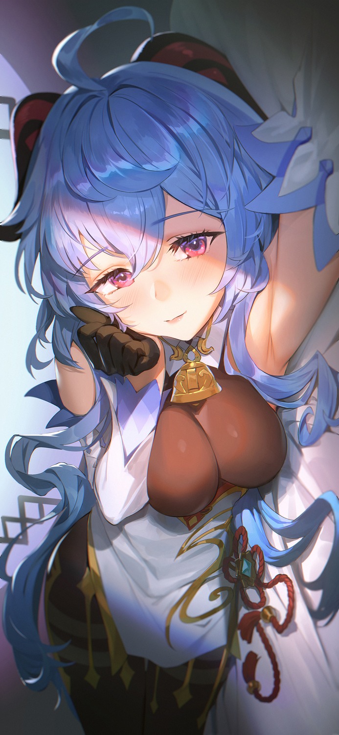 asian_clothes, ganyu, genshin_impact, horns, mhk_(mechamania), pantyhose