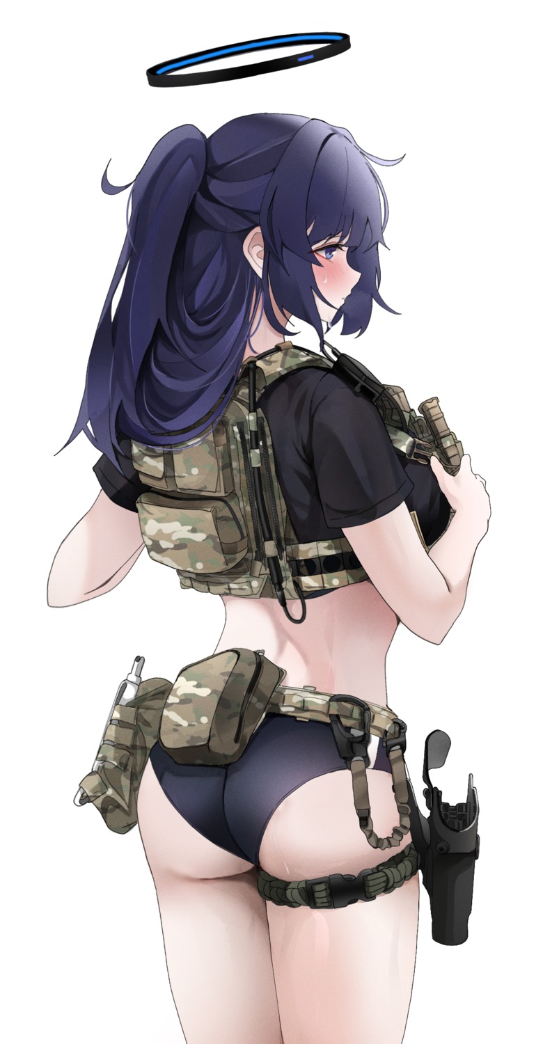 ass, bikini, blue_archive, fte_(fifteen_199), garter, halo, hayase_yuuka, swimsuits