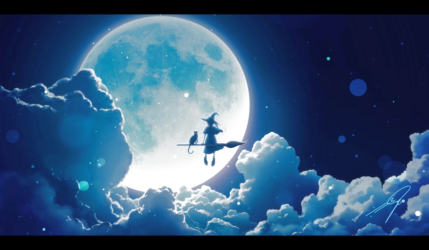 dress, kijineko, landscape, neko, silhouette, witch