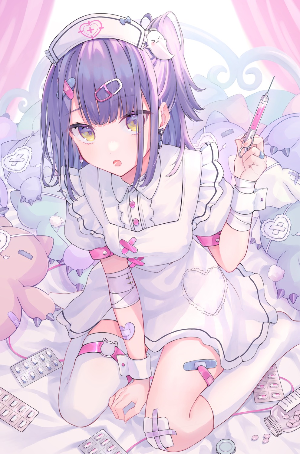 bandaid, garter, nurse, shinomiya_runa, thighhighs, vspo!, ziuuun