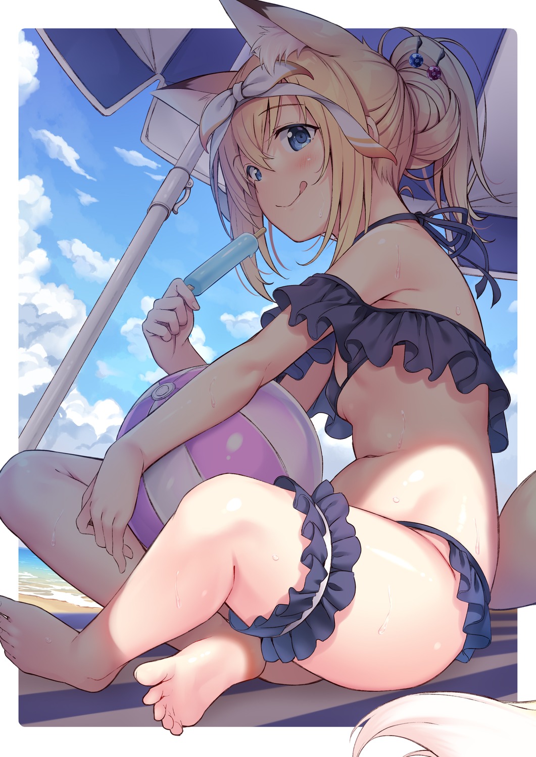 animal_ears, bikini, feet, garter, kitsune, nozomi_tsubame, swimsuits, tail