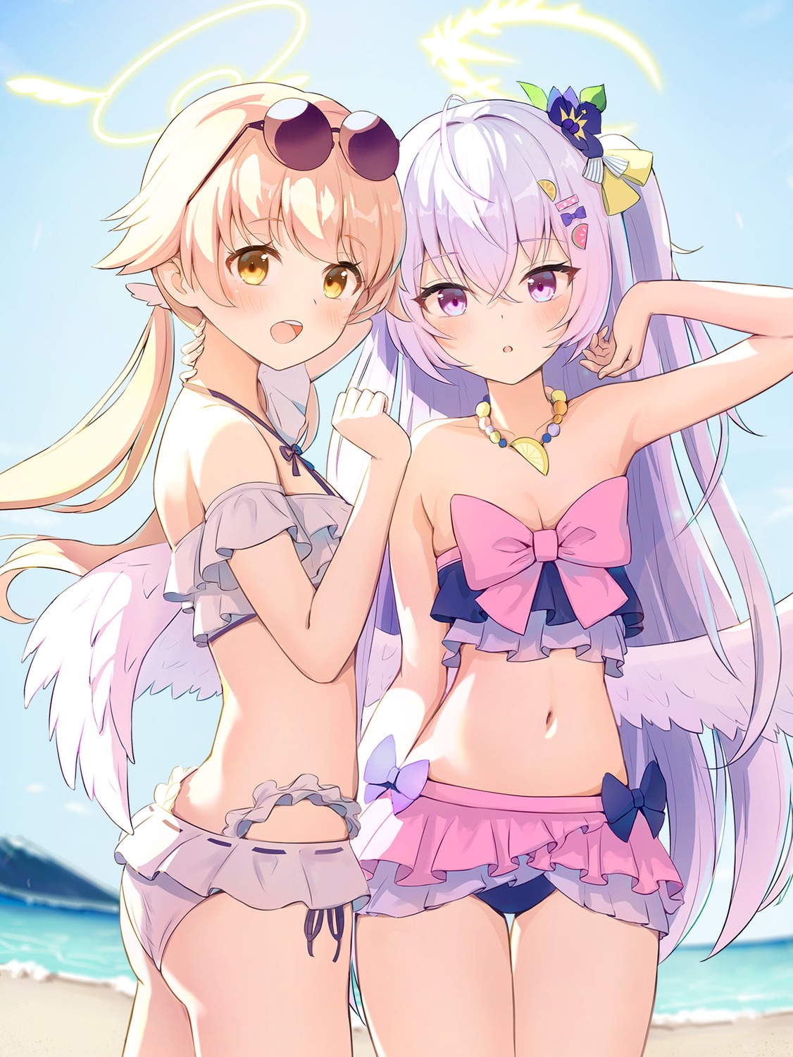 ajitani_hifumi, angel, bikini, blue_archive, megane, sauvignon, shirasu_azusa, swimsuits