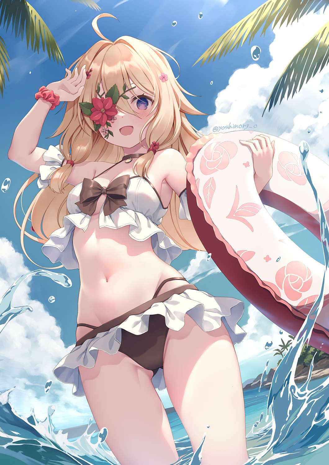 bikini, eyepatch, swimsuits, wet, yoshino_ryou
