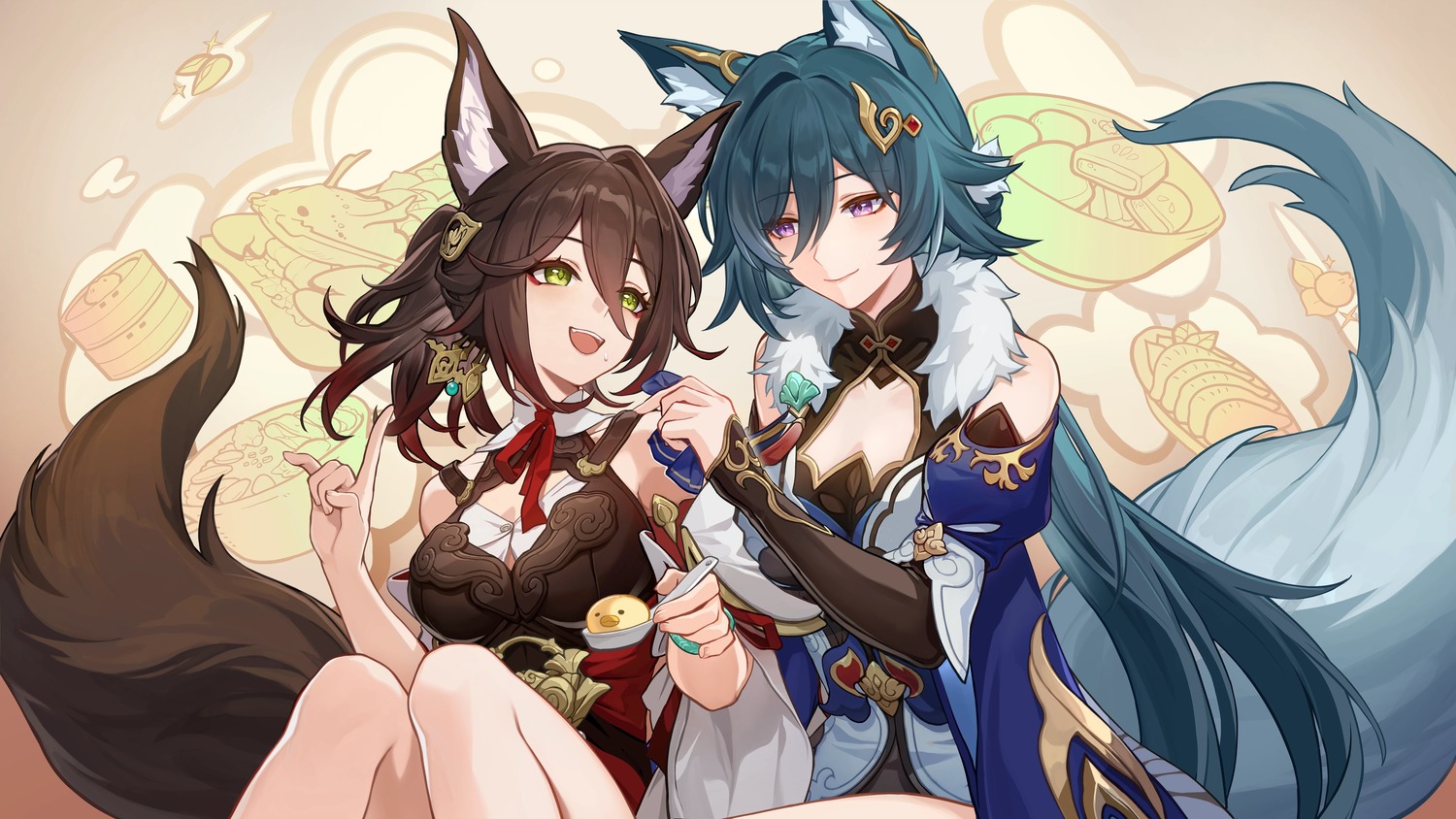 animal_ears, honkai:_star_rail, kitsune, tagme, tail, tingyun, yukong, yuri