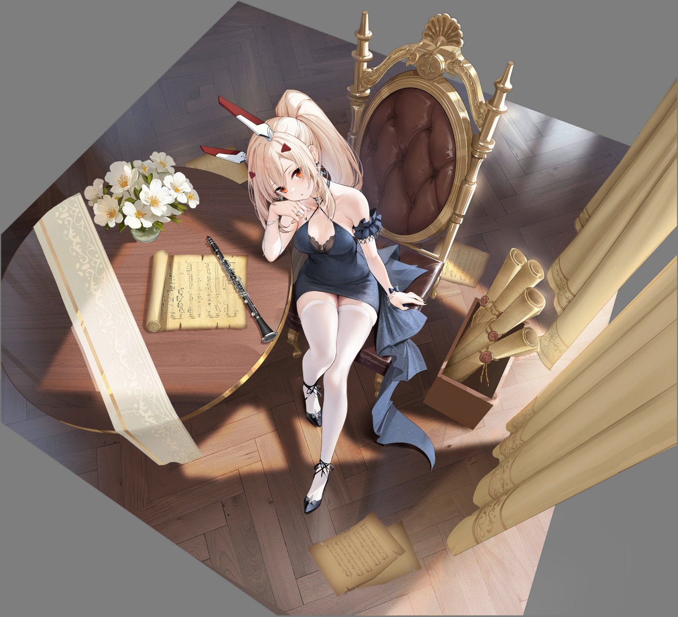 ayanami_(azur_lane), azur_lane, bra, dress, ootsuki_momiji, thighhighs, transparent_png