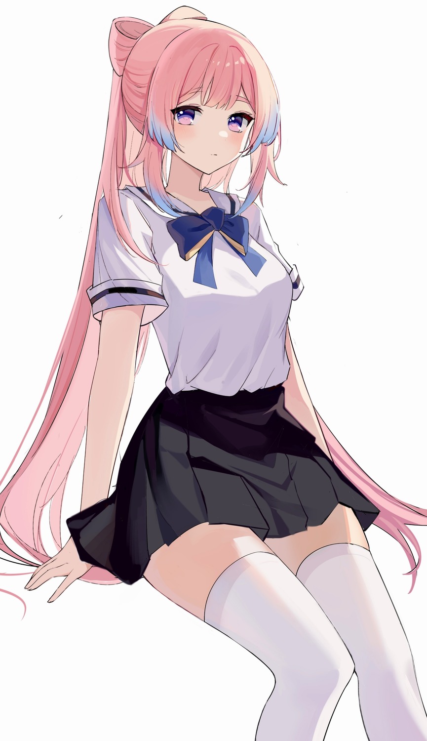 genshin_impact, ming_(xmkp2333), sangonomiya_kokomi, seifuku, thighhighs