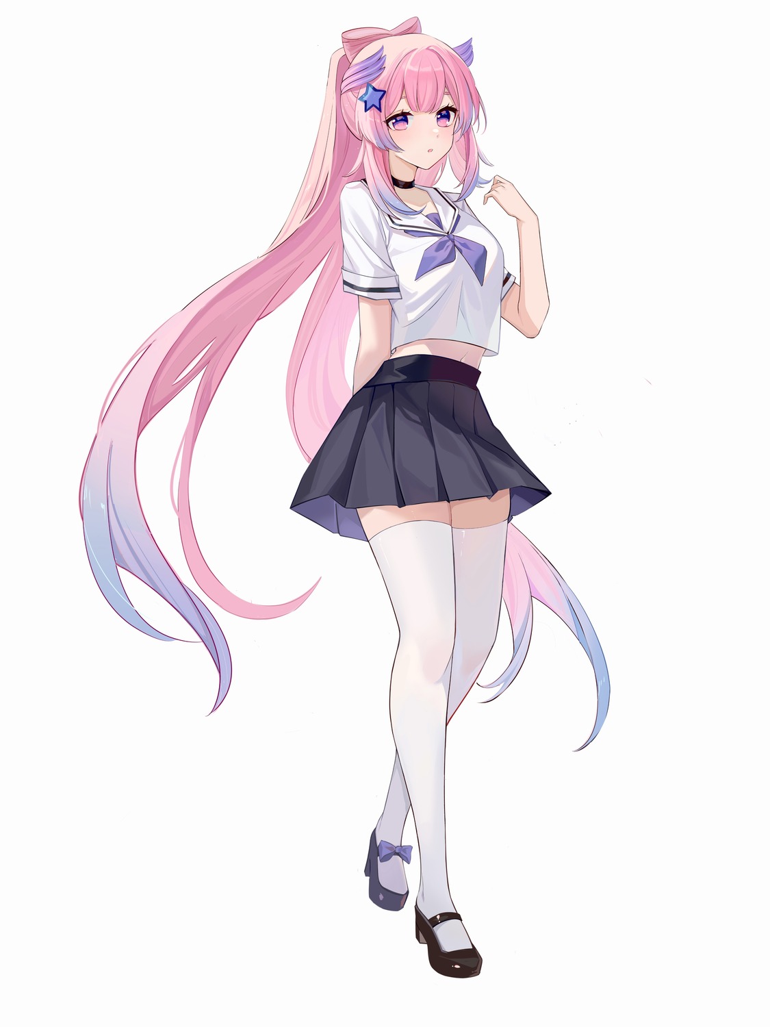 genshin_impact, ming_(xmkp2333), sangonomiya_kokomi, seifuku, thighhighs