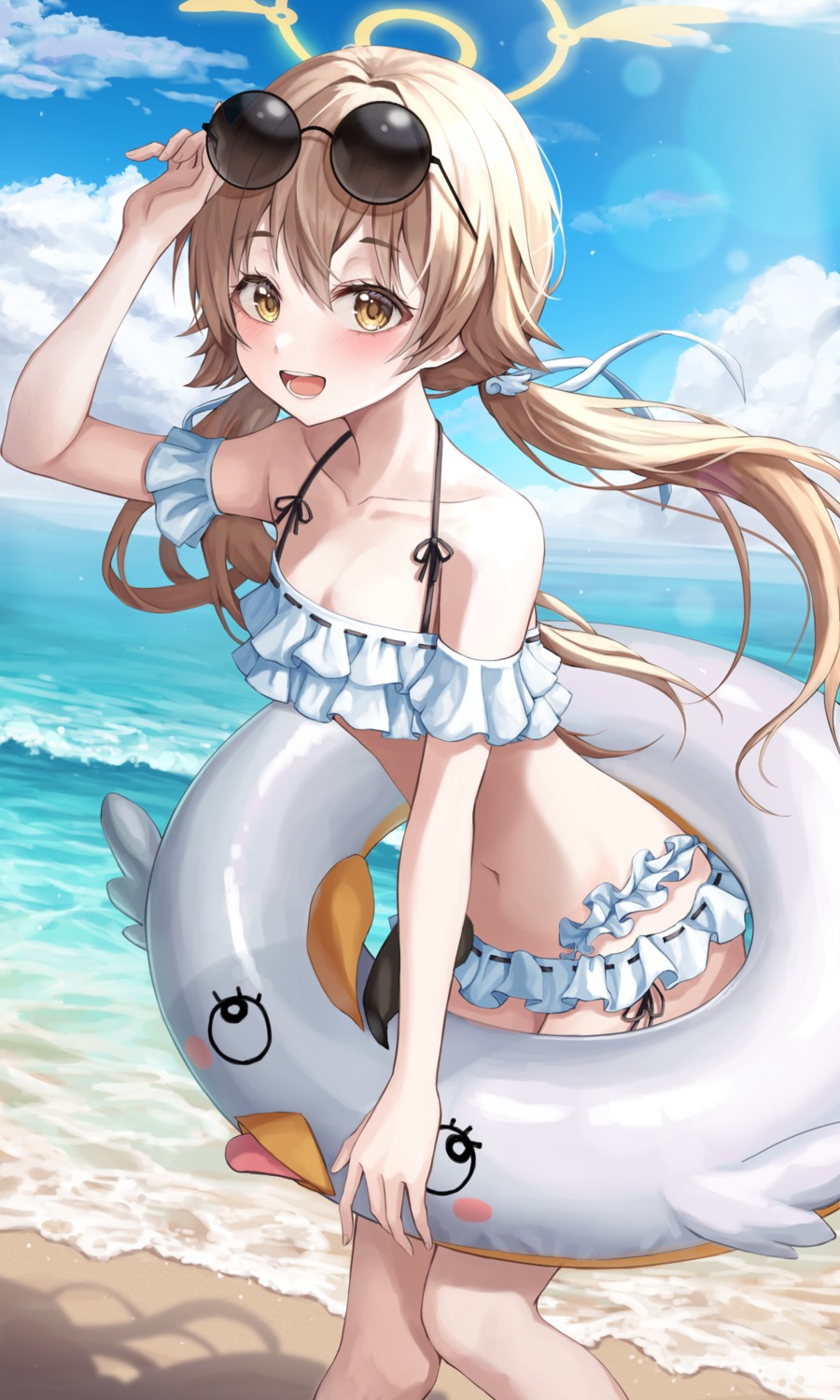 ajitani_hifumi, bikini, blue_archive, halo, megane, miudo, swimsuits