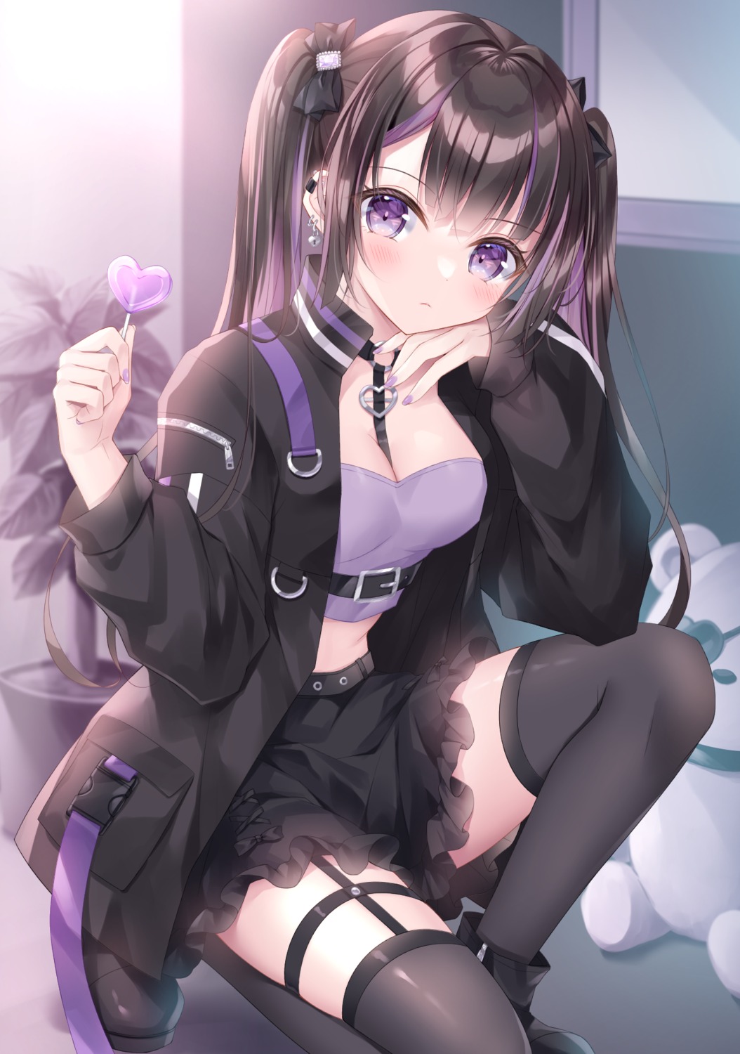 garter, kohinata_hoshimi, skirt_lift, stockings, thighhighs