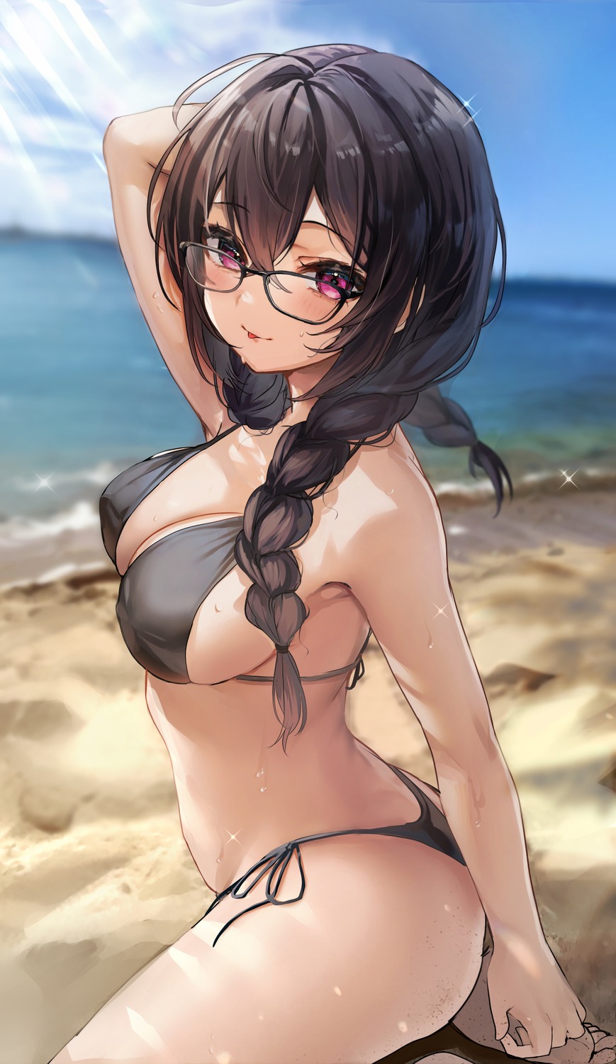 bikini, erect_nipples, megane, swimsuits, wet, yufou